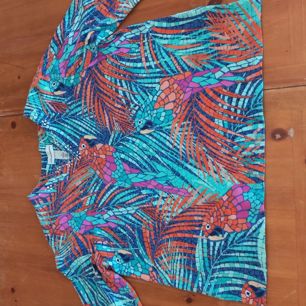 Womans Alfred Dunner Mosaic Parrot Island Graphic Top XL